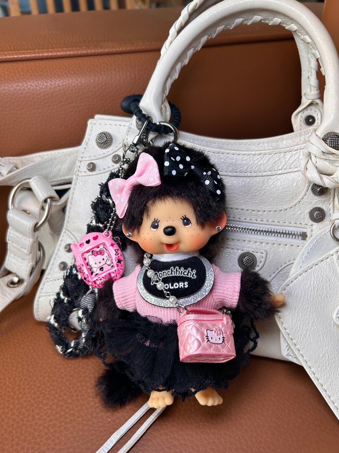 (87)💖정품몬치치커스텀키링키티무드😸핑크블랙리본🎀 상품이미지2