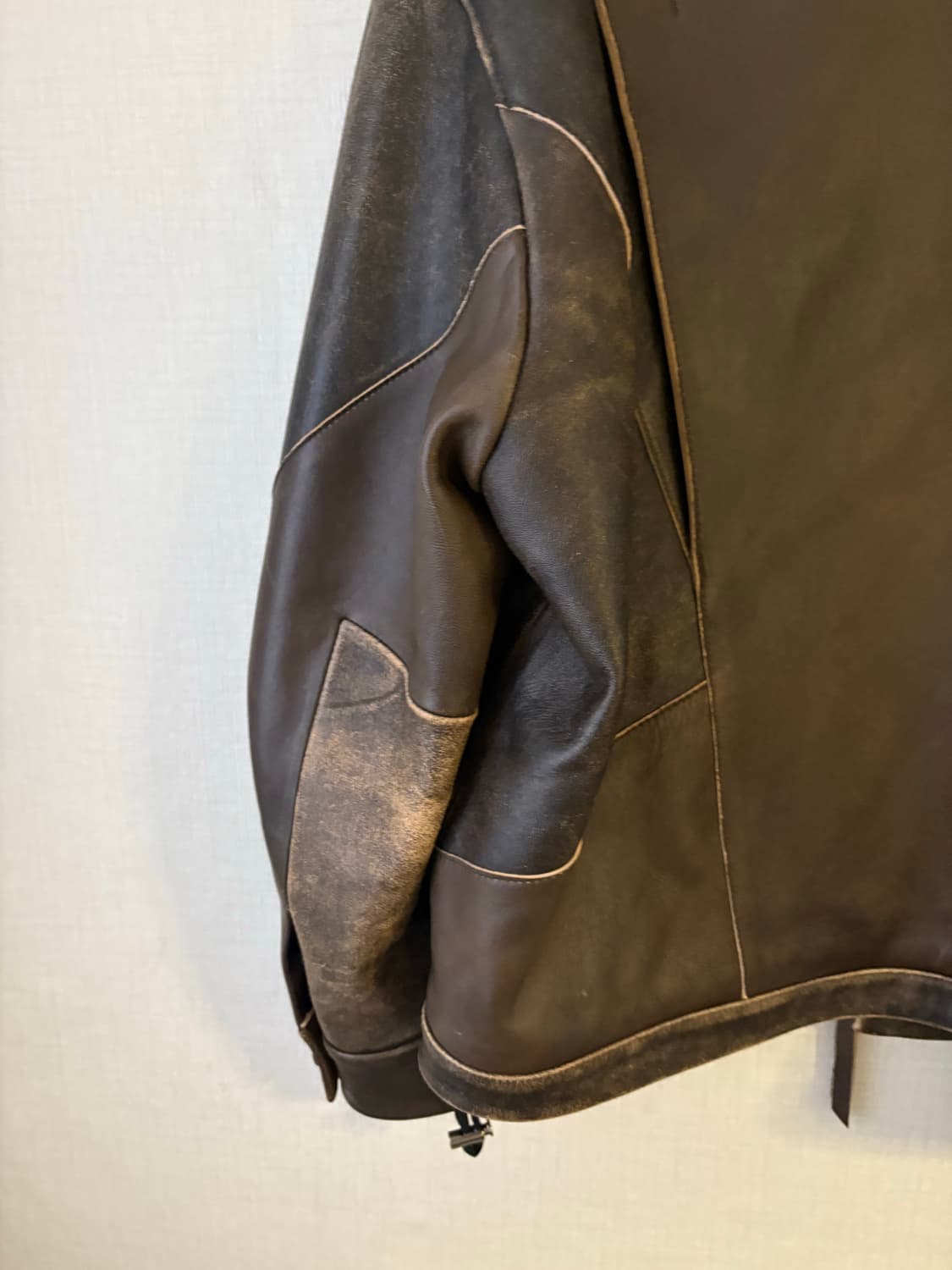 쿠어 컷오프 믹스드 가죽 자켓 상품이미지6