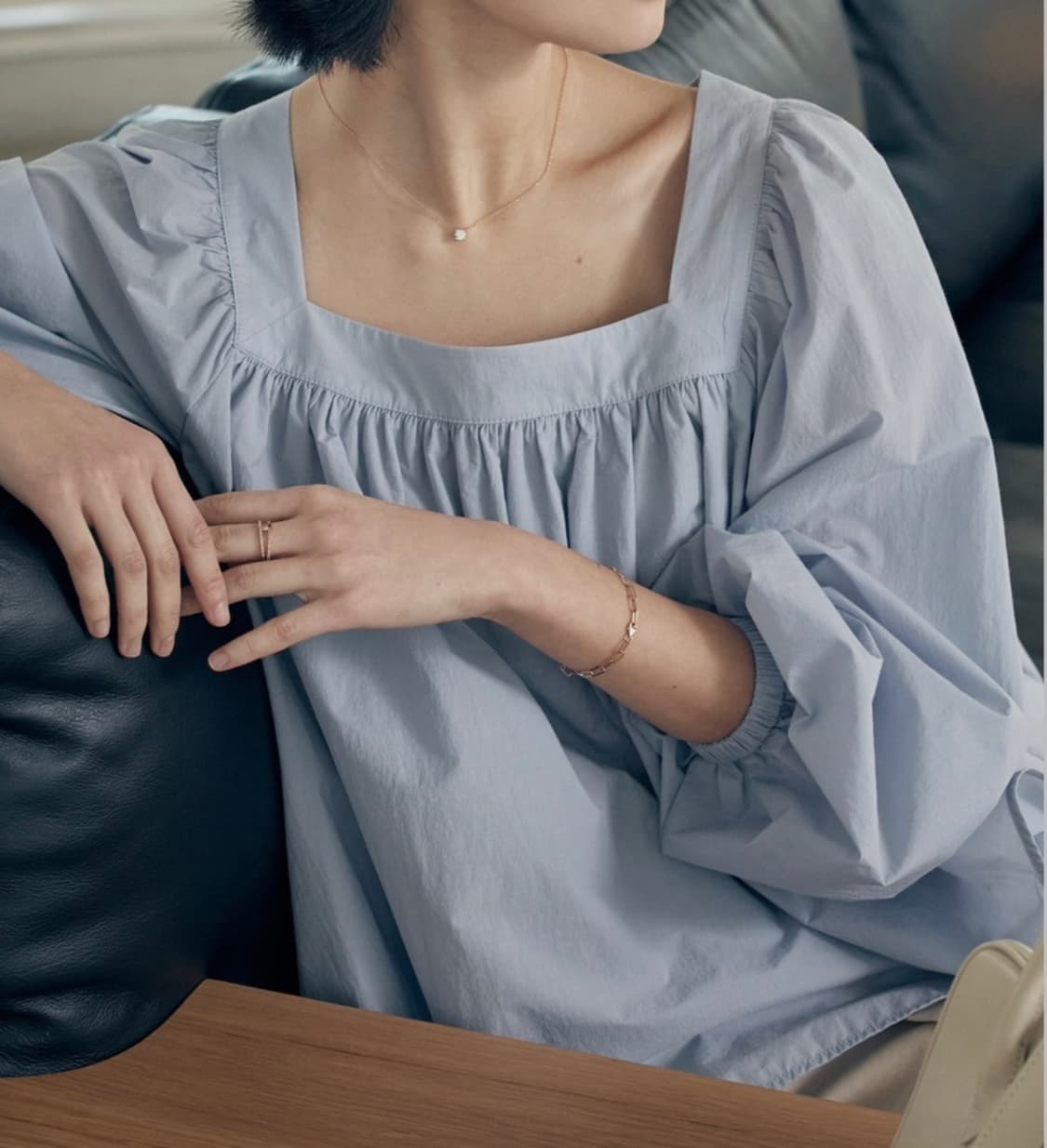 시에 러플 코튼 블라우스 상품이미지1
