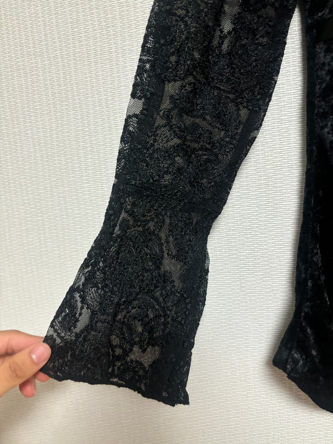 시스루 벨벳 리본 탑 상품이미지3