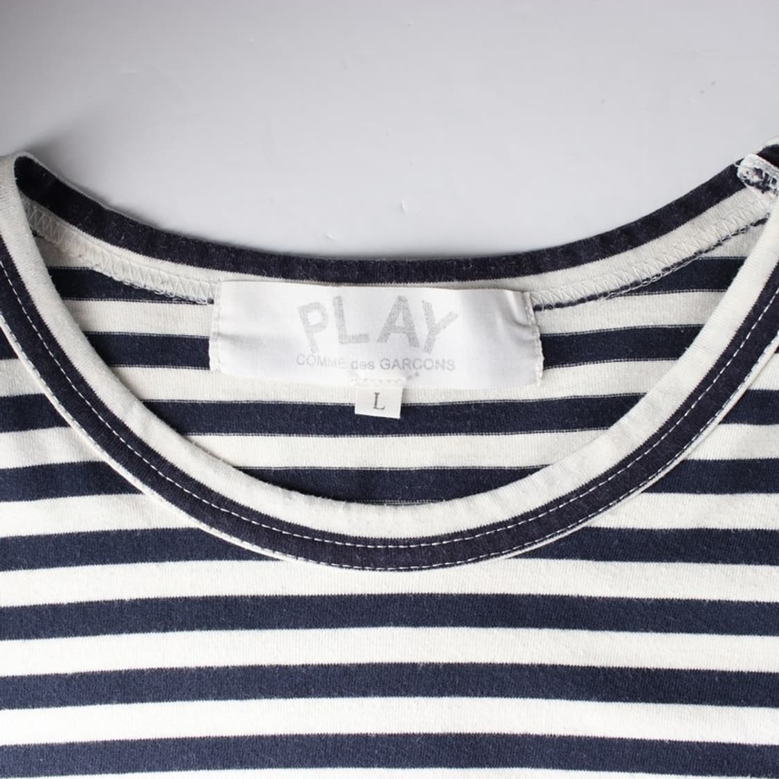 꼼데가르송 플레이 레드 하트 스트라이프 반팔티 L 상품이미지5