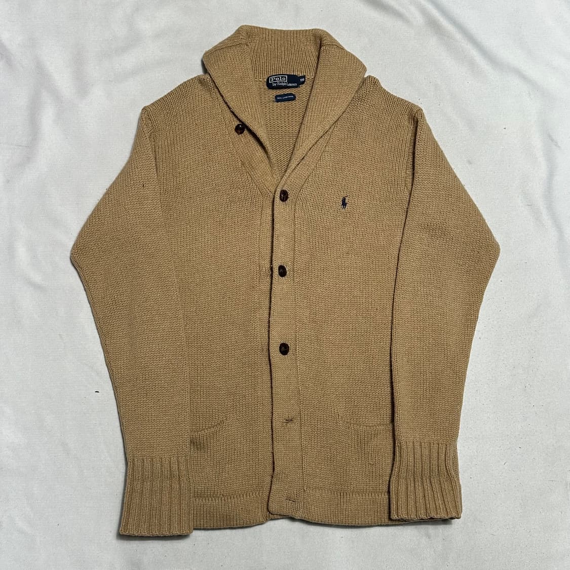 100 폴로랄프로렌 램스울 베이지 숄더넥 가디건 상품이미지2