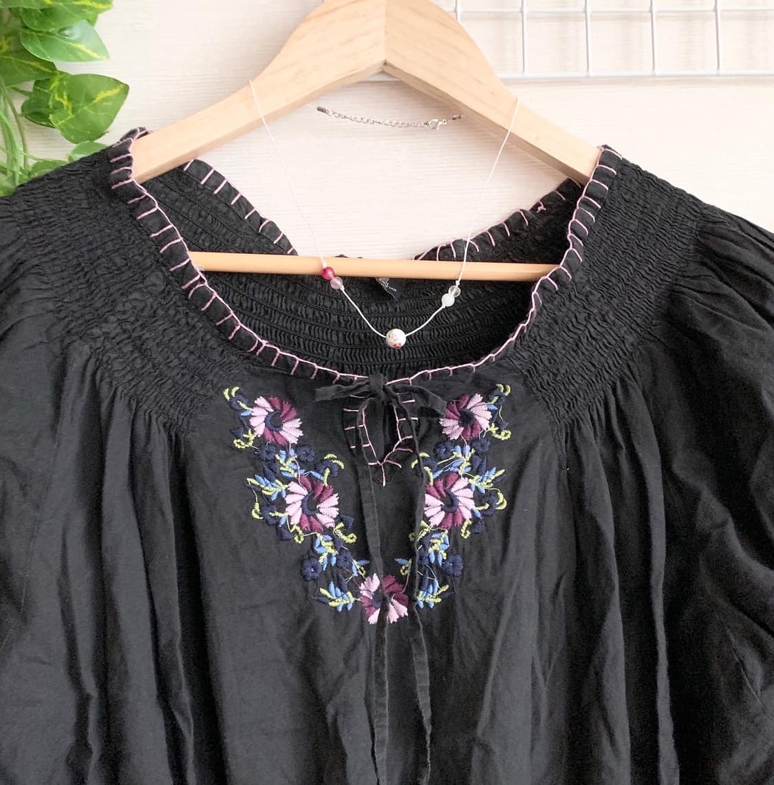purple embroidery blouse skirt 상품이미지6