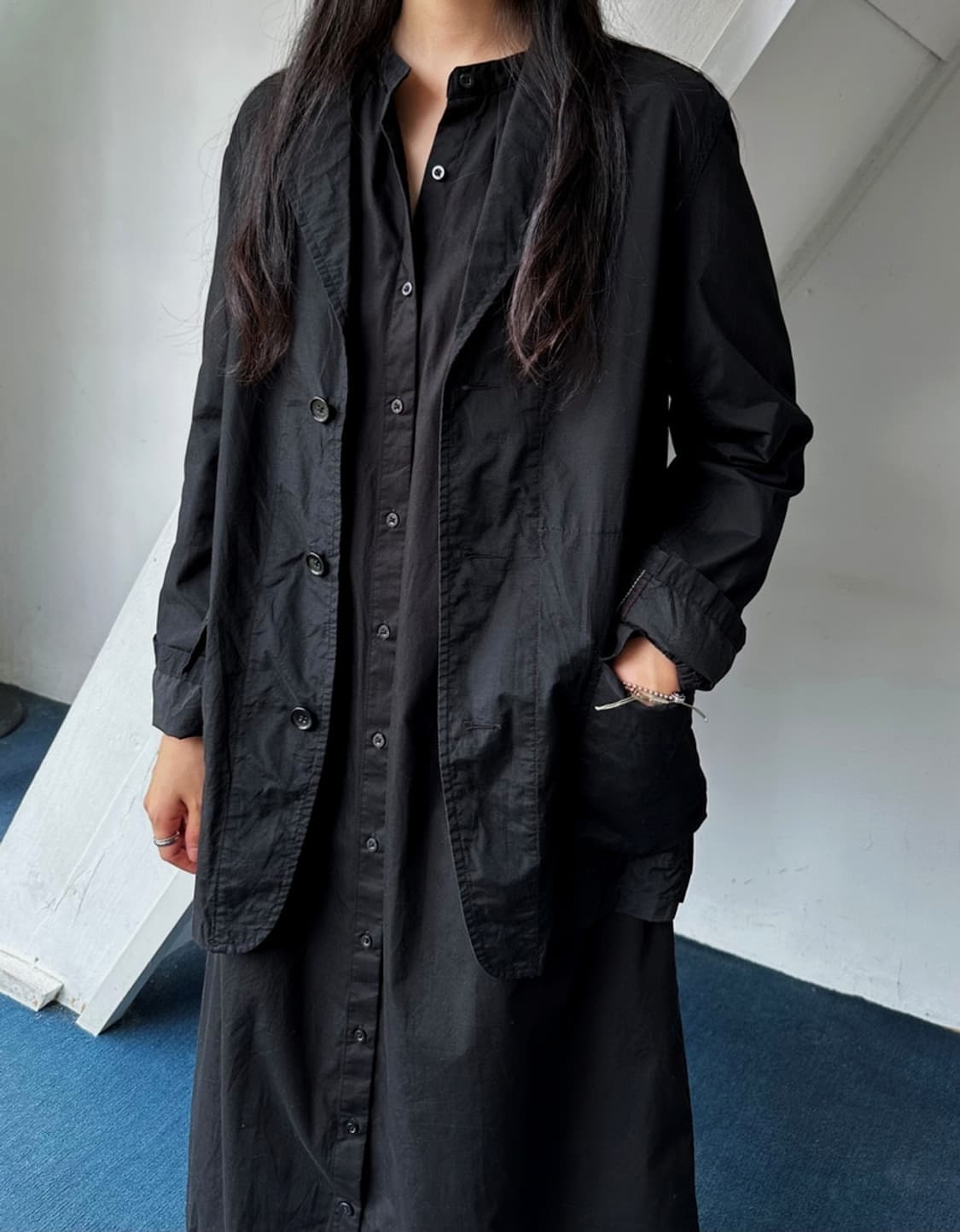 Washed cotton nylon 3B tailored jacket 상품이미지9