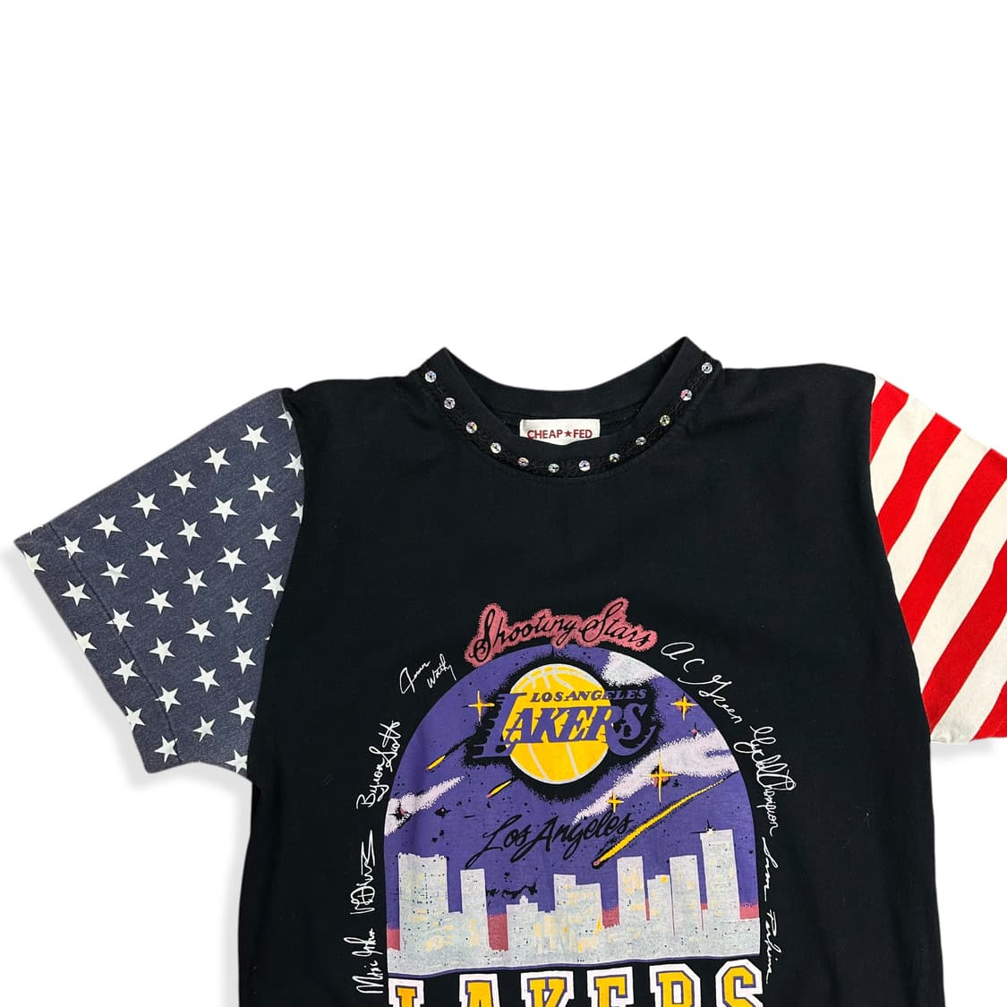 Denim Fringe American Flag T Shirt 상품이미지4