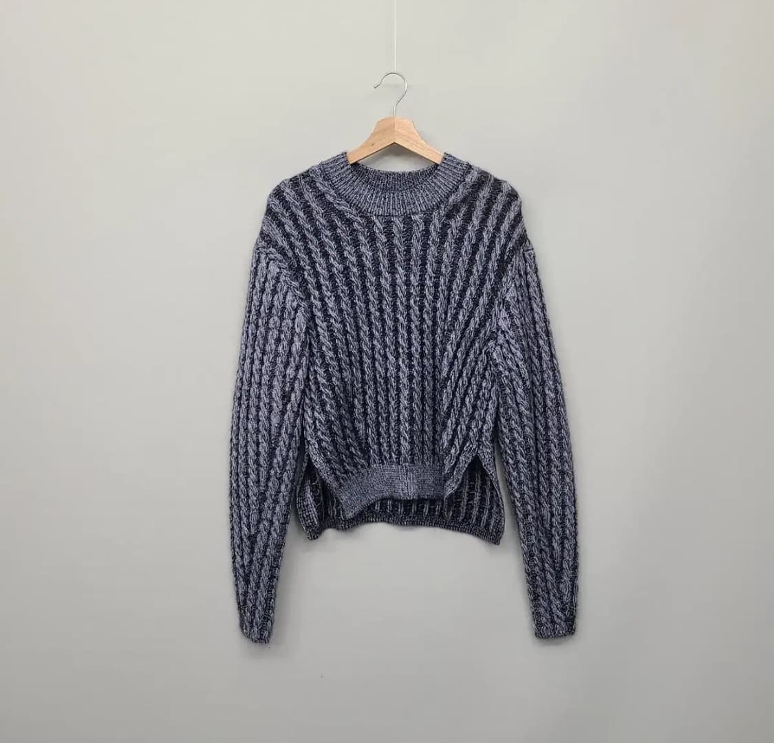 끌로에 정품 여성 청키 울 블랜드 케이블 스웨터 네이비 M 상품이미지4