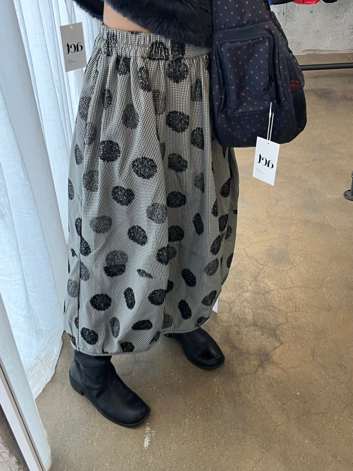 BANDOOR 벨벳 도트 벌룬 스커트 상품이미지6