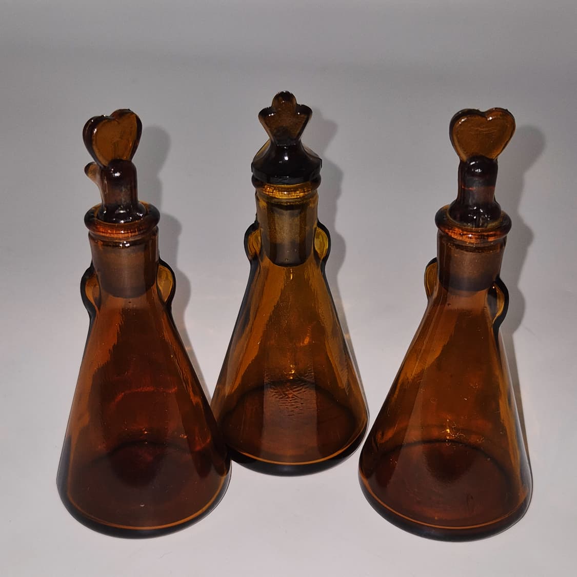 80s 핸드블로운 엠버 보들 하트&클로버 1p 상품이미지9