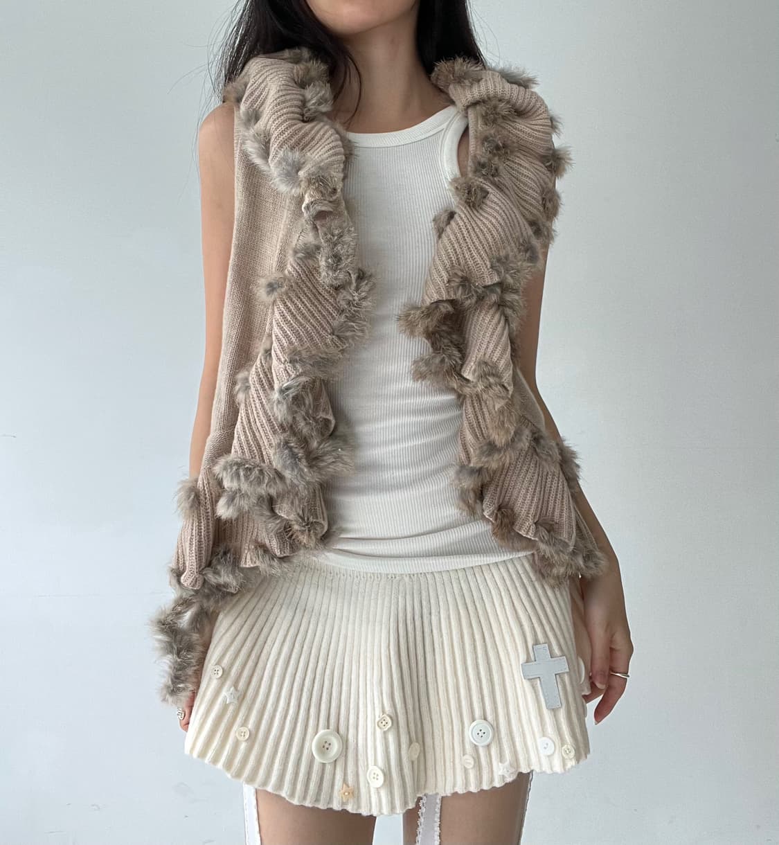 Fairy fur knit vest 상품이미지1