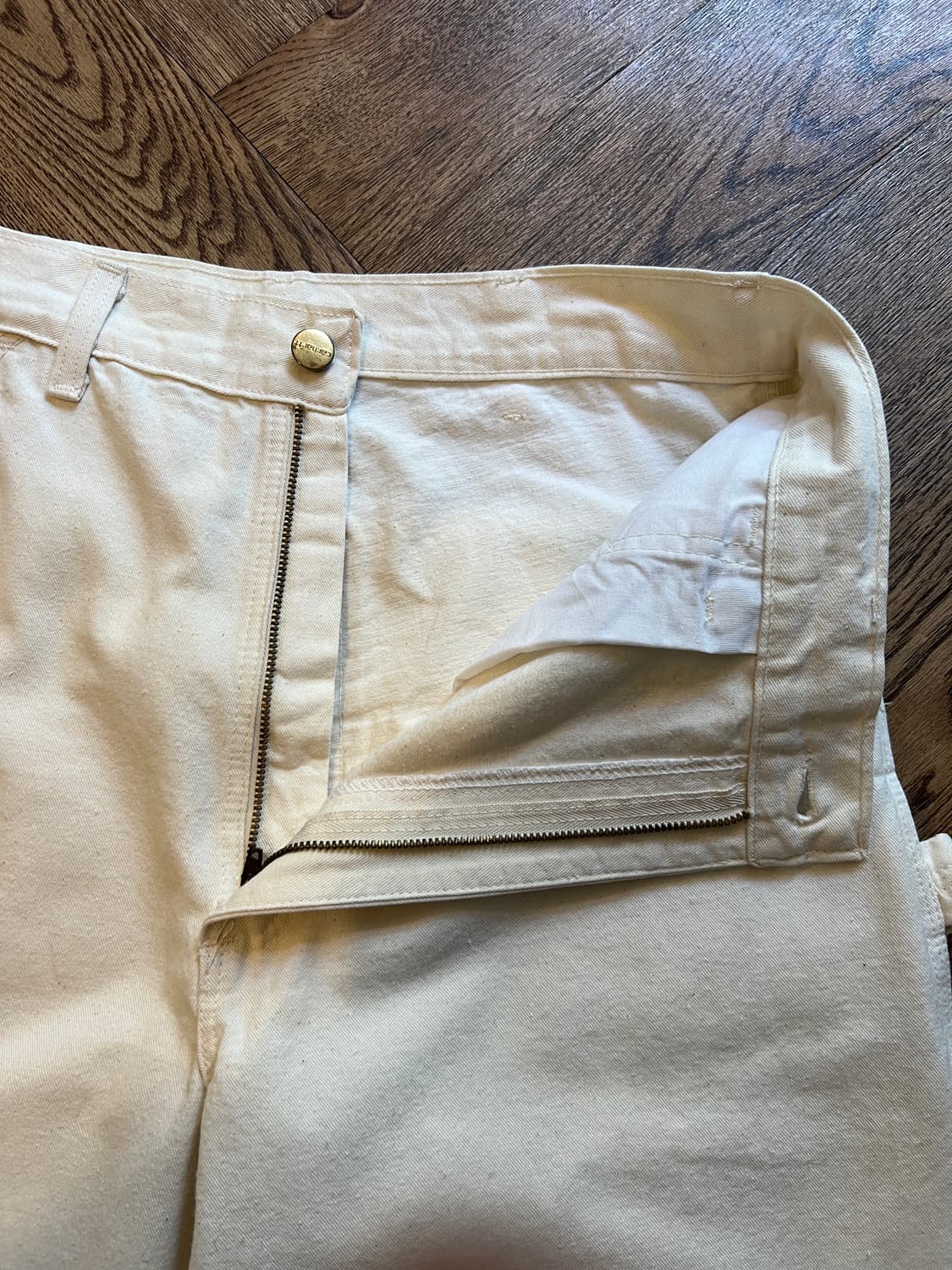 [32]90's 칼하트 Made in USA 에크루 카펜터 워크 팬츠 상품이미지3