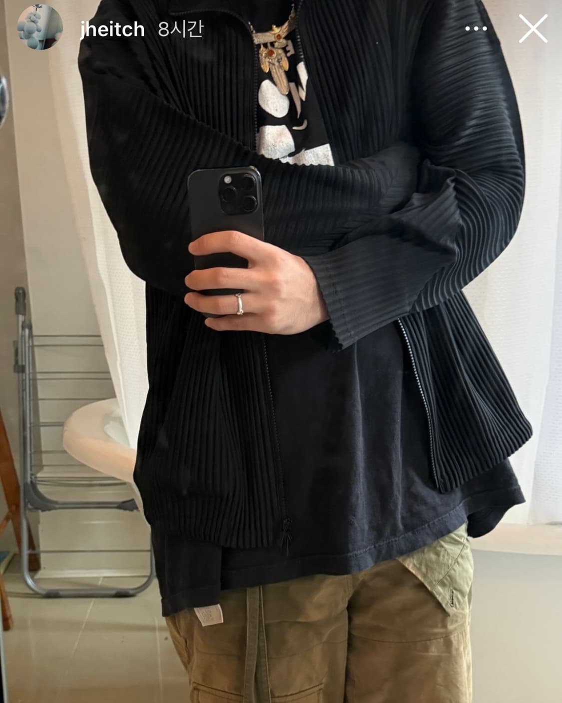 옴므플리세 오버 사이즈 하이넥 자켓 상품이미지3