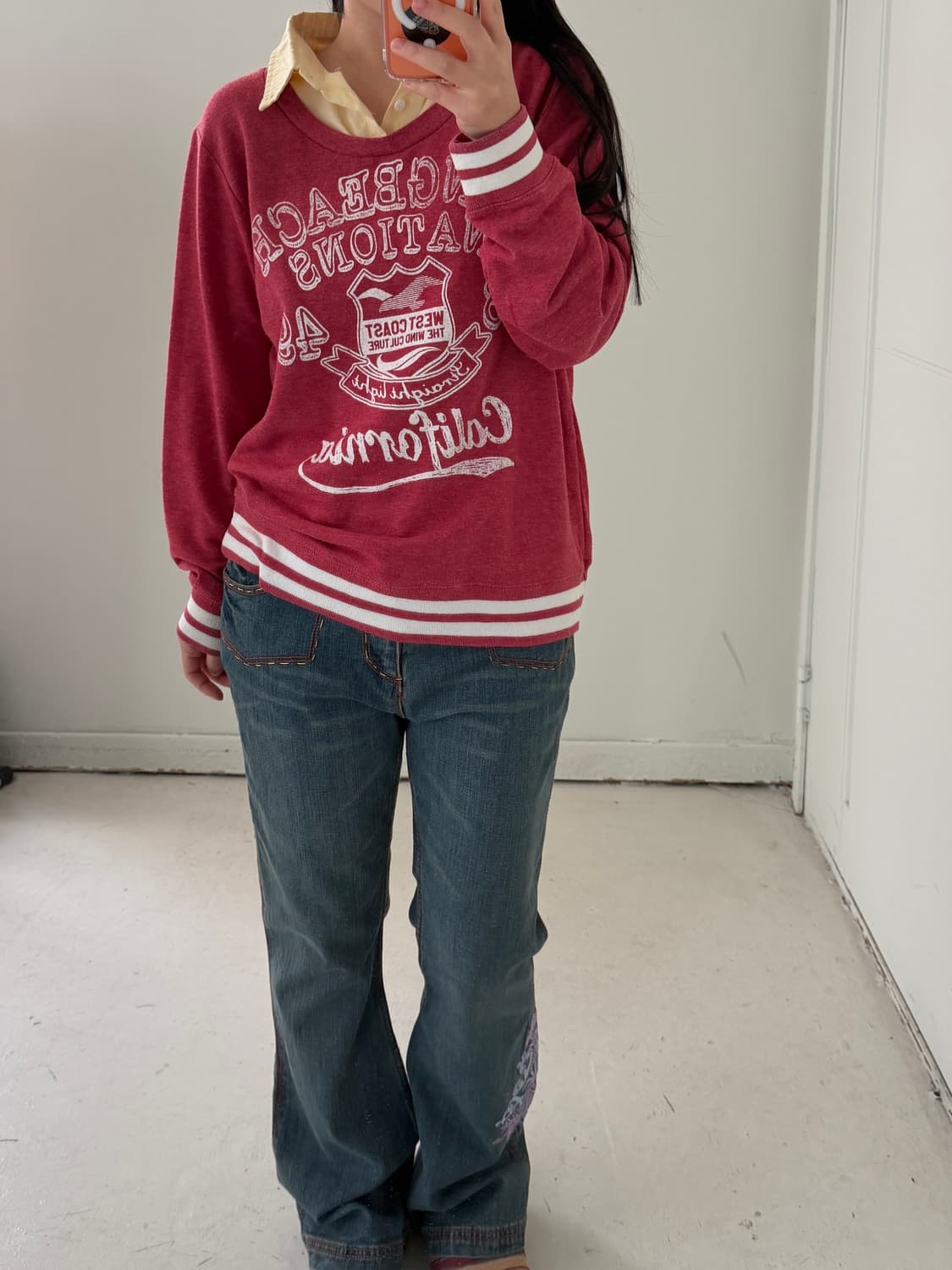 일본빈티지 y2k 레이어드 카라스웻 상품이미지4