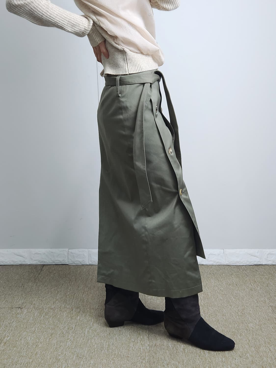 단추 언발 롱 스커트 상품이미지4