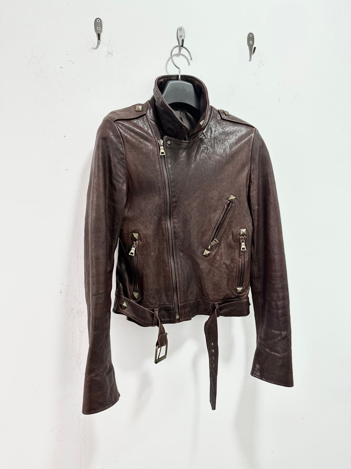 Lambs leather gold stud buttoned jacket 상품이미지8