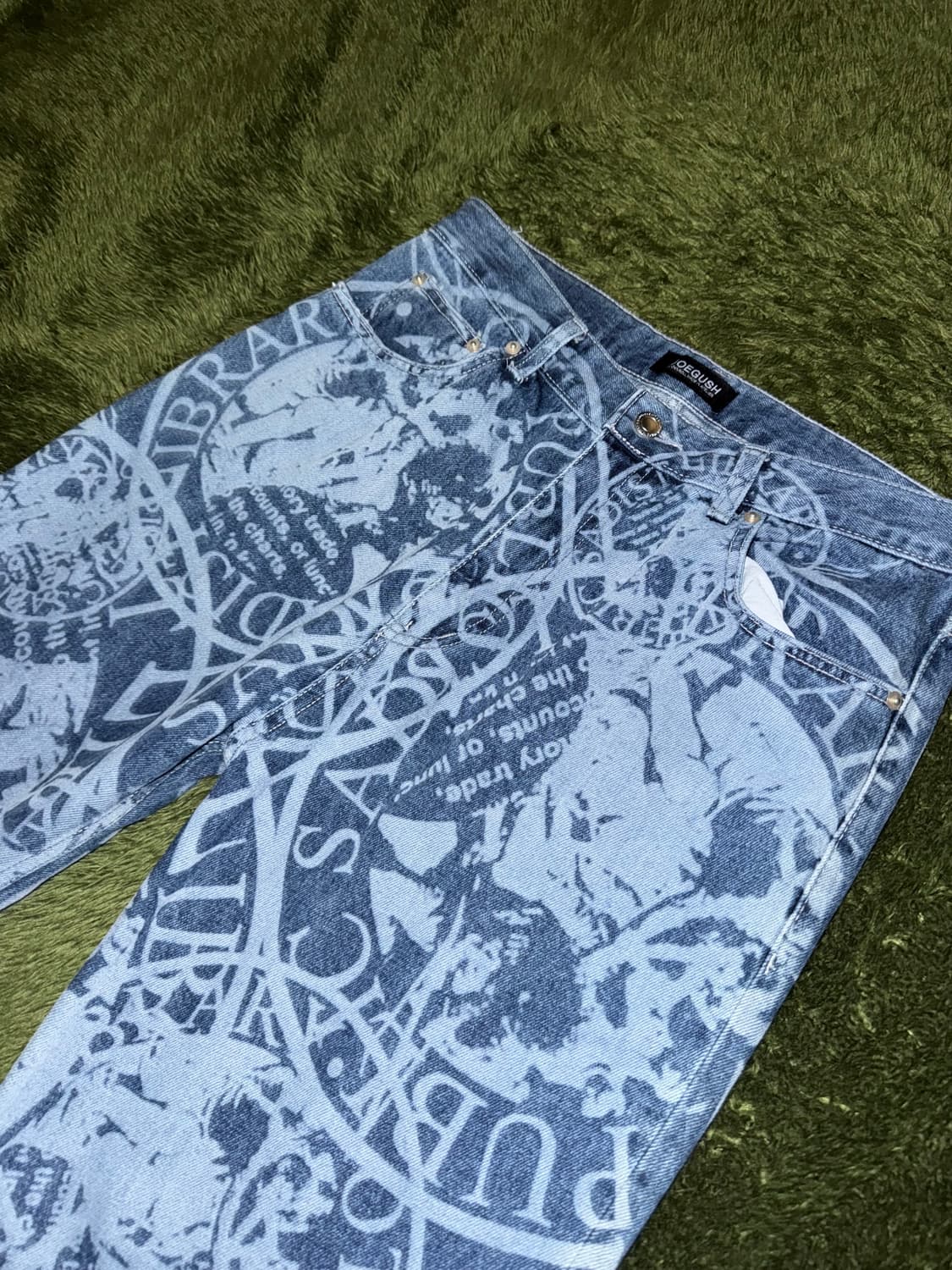 [XL] JOEGUSH 조거쉬 레이저 프린팅 데님 팬츠 인디고 상품이미지2