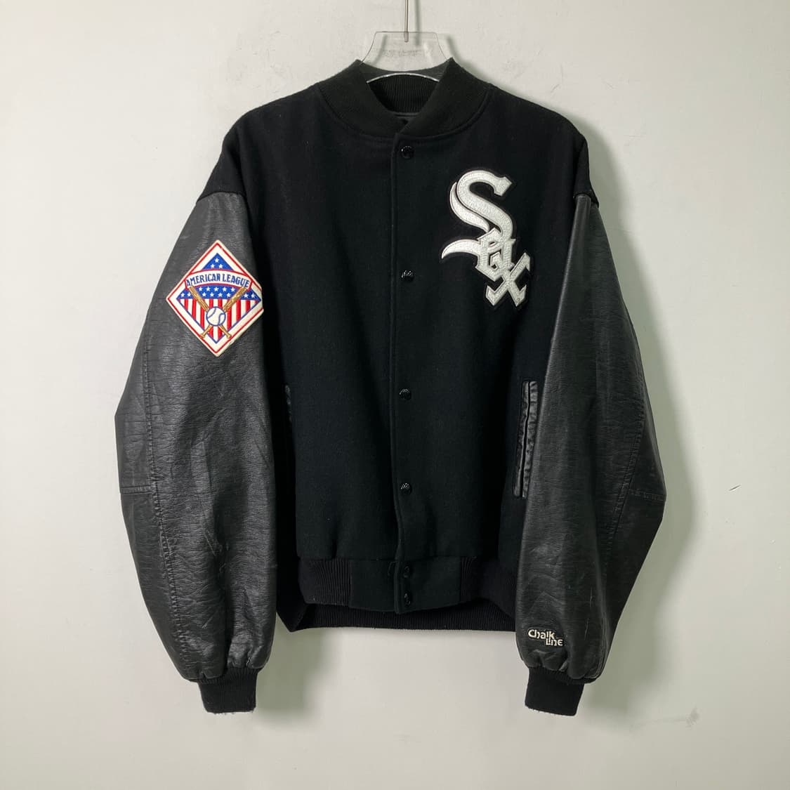 90's Chalk Line 시카고 화이트 삭스 울 레더 바시티 자켓 상품이미지1