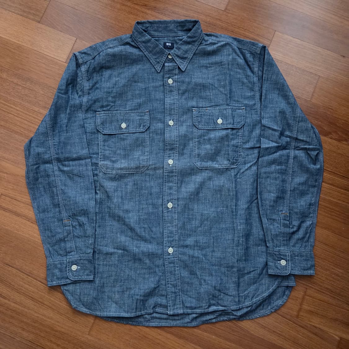 유니클로 샴브레이 워크셔츠  L사이즈 상품이미지1