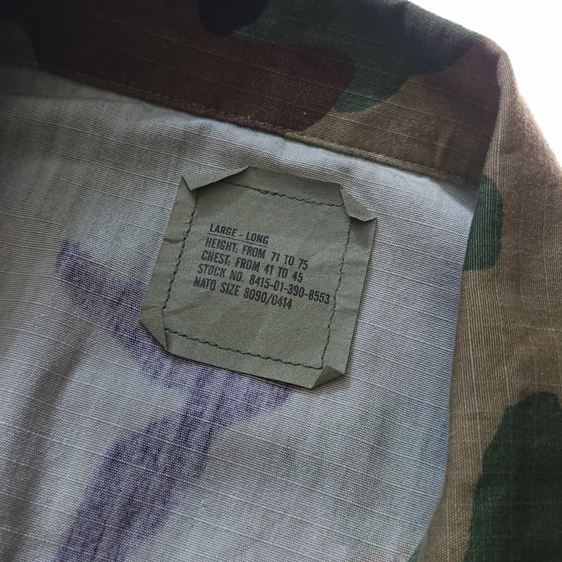 90 년대 미군 오리지널 카모 셔츠자켓 BDU 라지 롱 상품이미지4