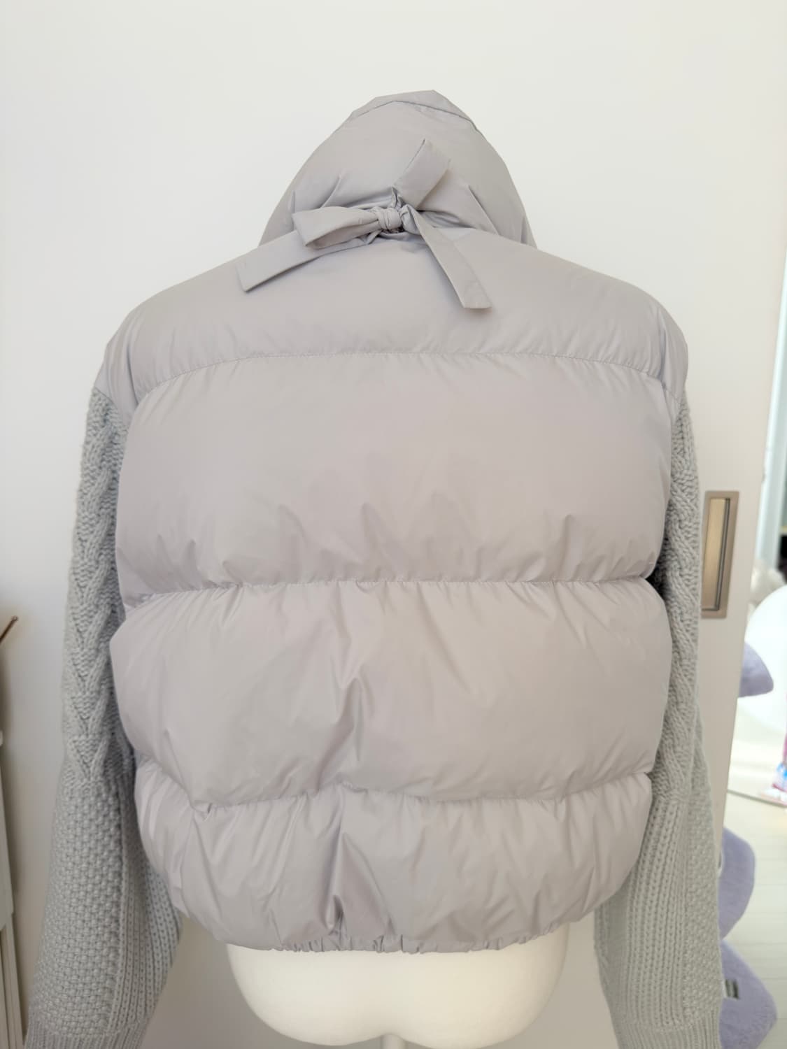 더티스 리본 덕다운 그레이 패딩 상품이미지3