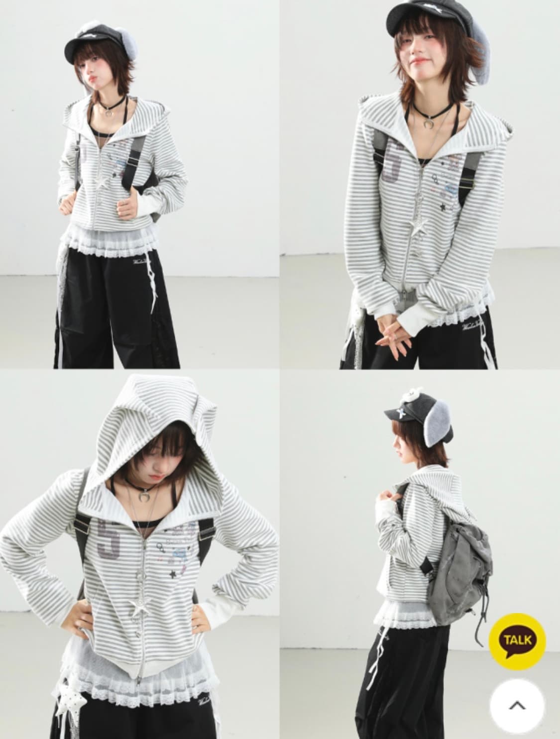 Asaky Prezaky 스트라이프 크롭 후드집업 상품이미지3
