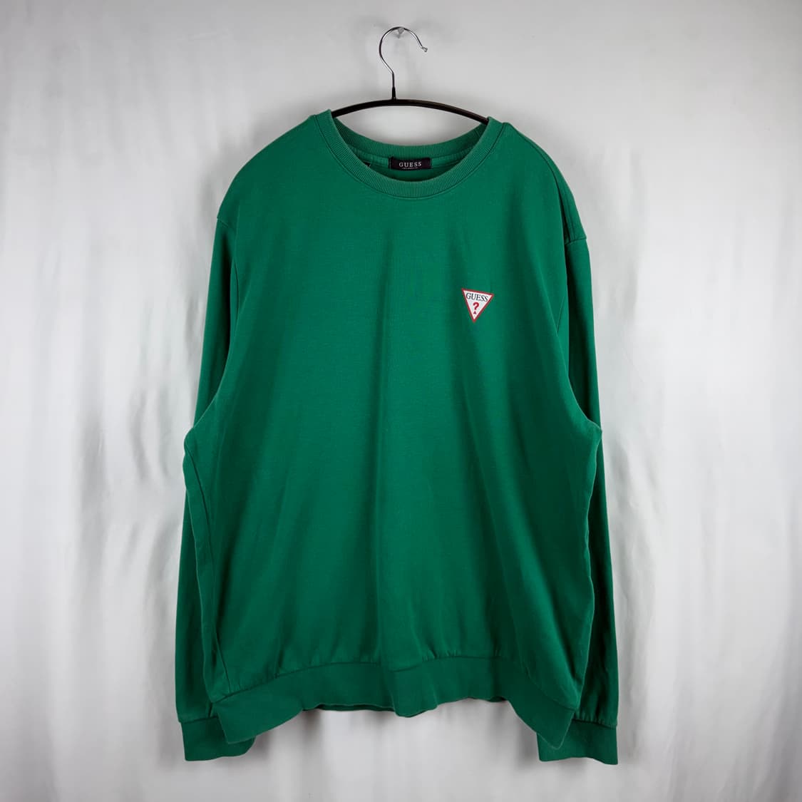 (무료배송)2XL) 게스 삼각로고 맨투맨 그린 상품이미지2