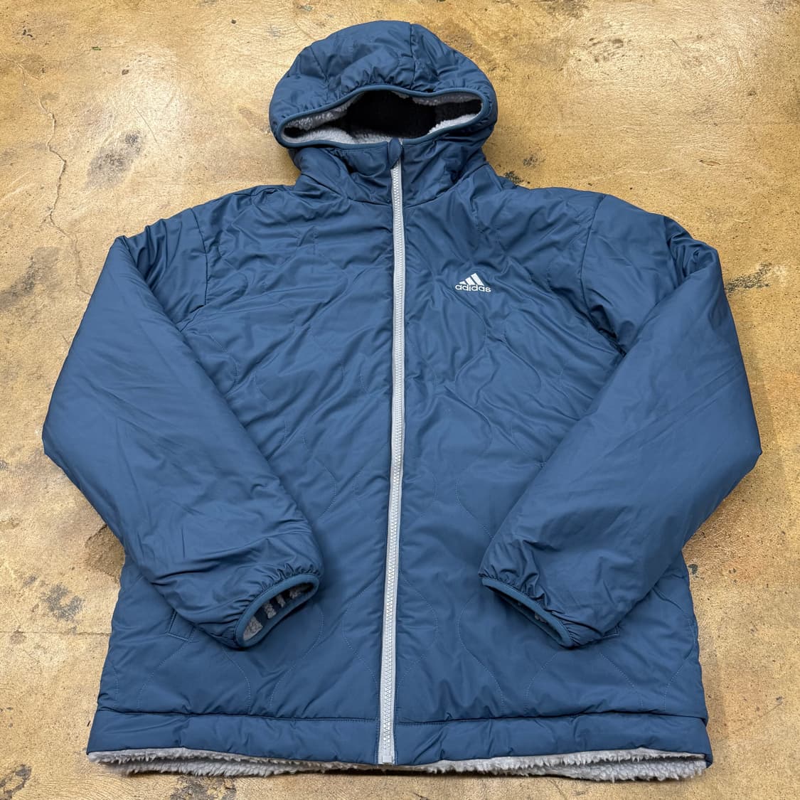 아디다스 블루 패딩 후리스 양면 자켓 상품이미지2