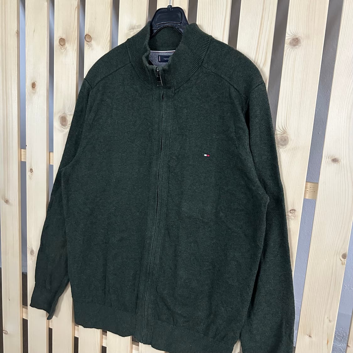 (L) 타미힐피거 카키 니트 집업 가디건 상품이미지2