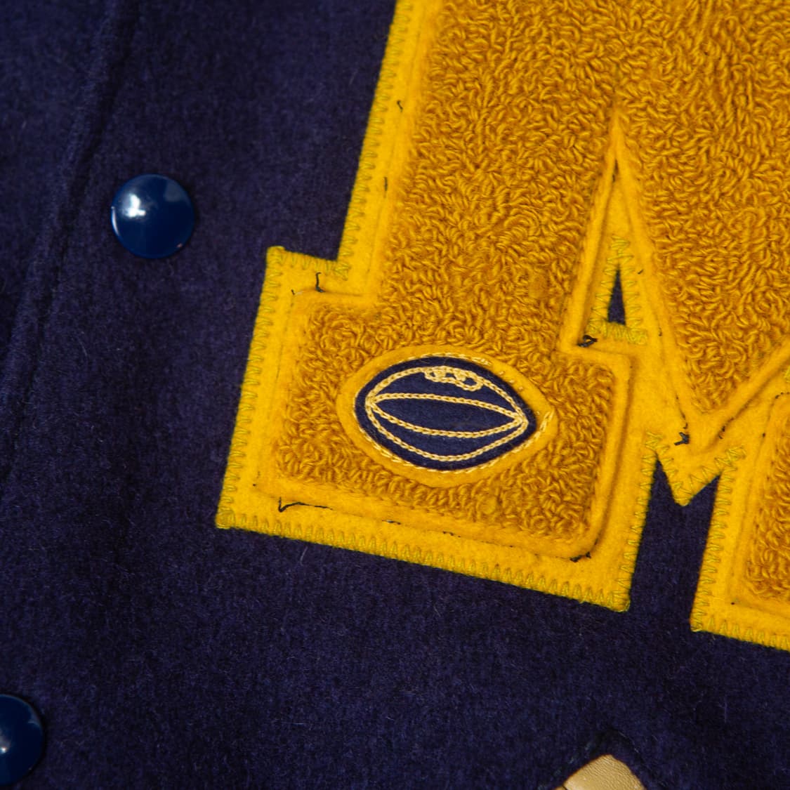 90s 레더암 패치워크 바시티 자켓 네이비 상품이미지3