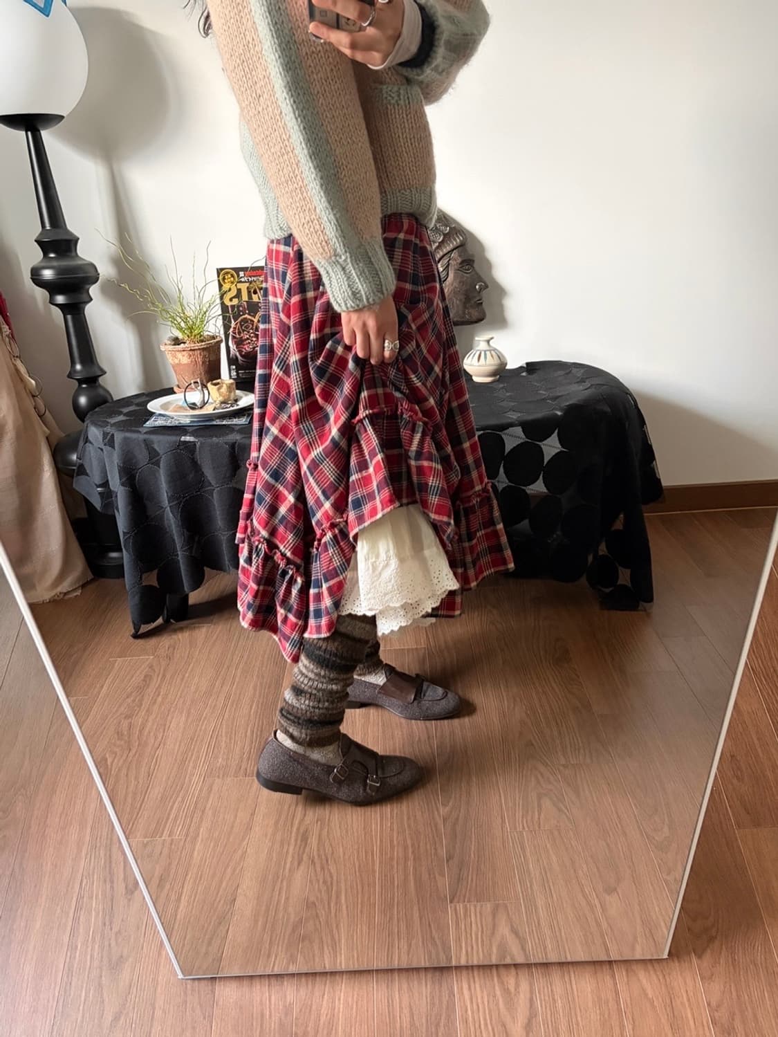 layered check patterned skirt 상품이미지6