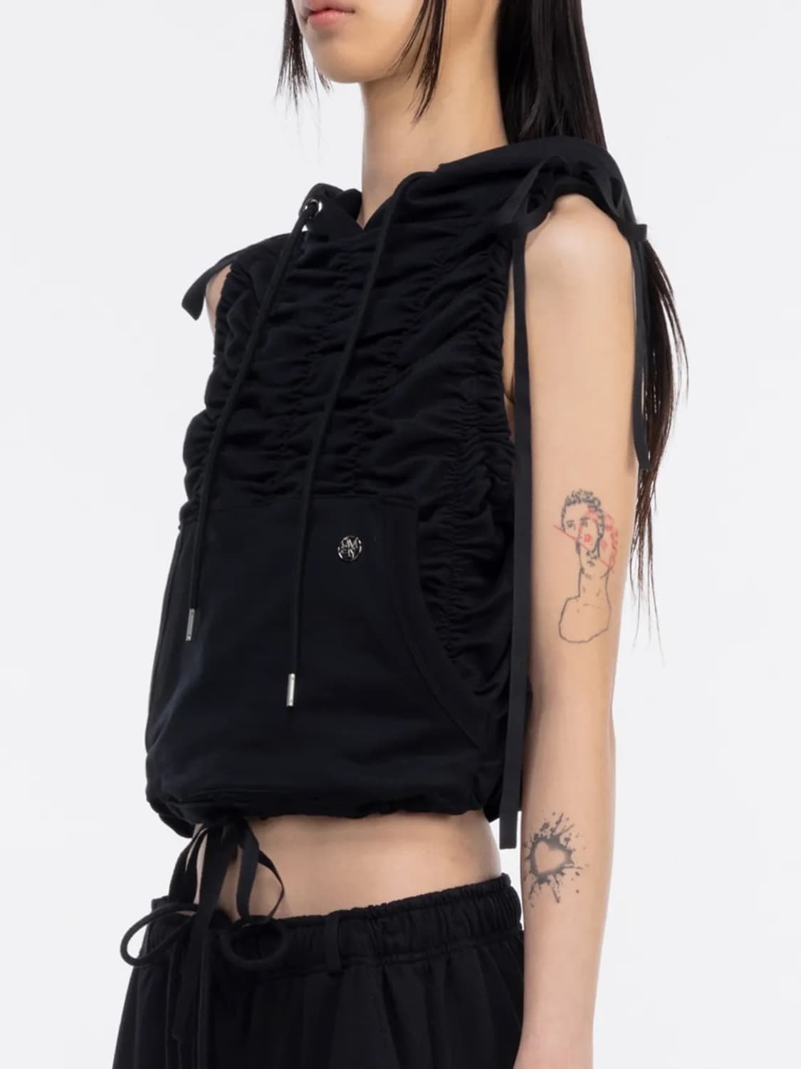 김미더영 셔링 후드 슬리브리스 상품이미지2