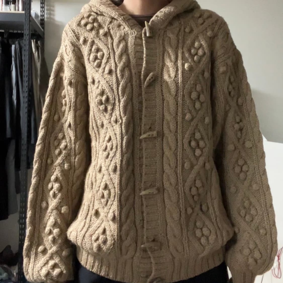 폼폼니트 더플단추 떡볶이 니트 가디건 상품이미지2