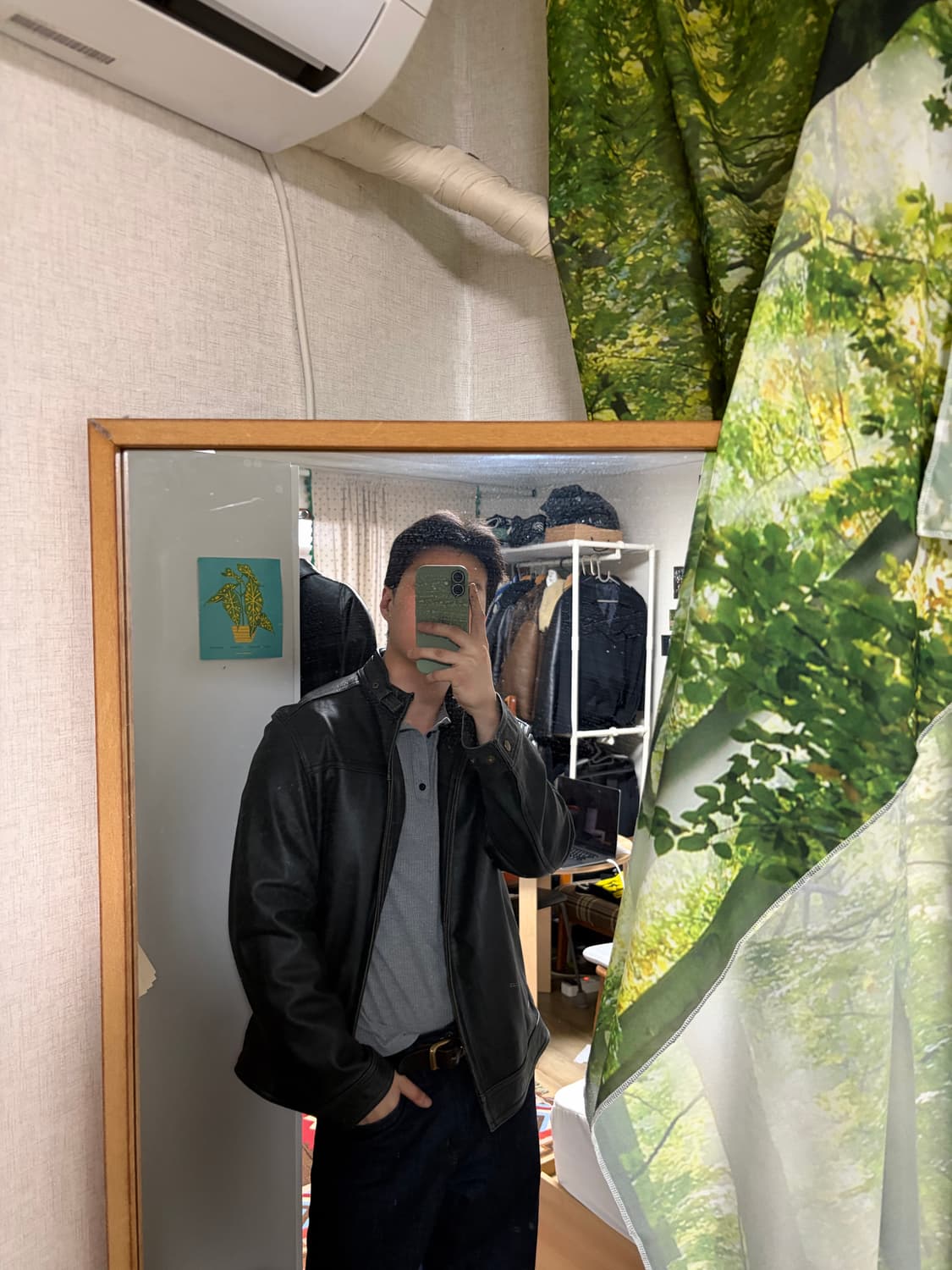 105) 00s 빈티지 카우하이드 소가죽 레더자켓 다크 그레이 상품이미지2