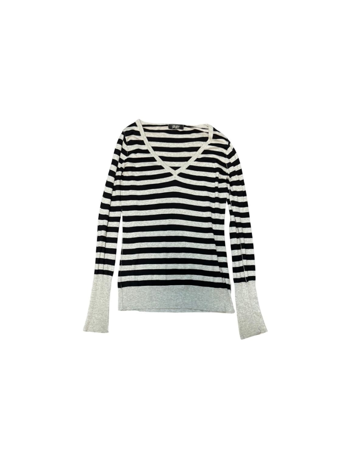 Stripe Design V-Neck Long Sleeve 상품이미지1
