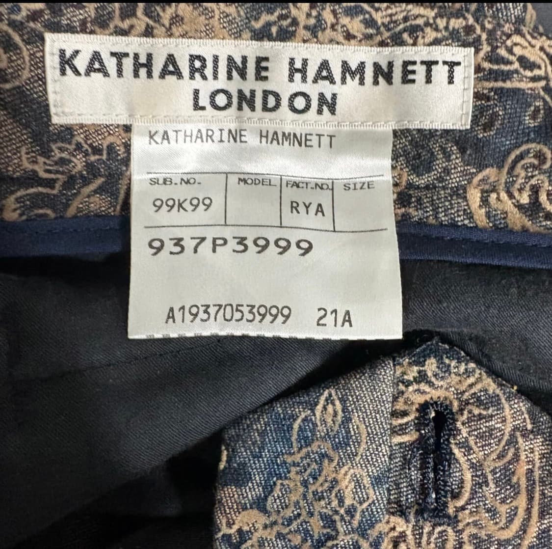 캐서린 햄넷 런던 자카드 플레어 팬츠 상품이미지5