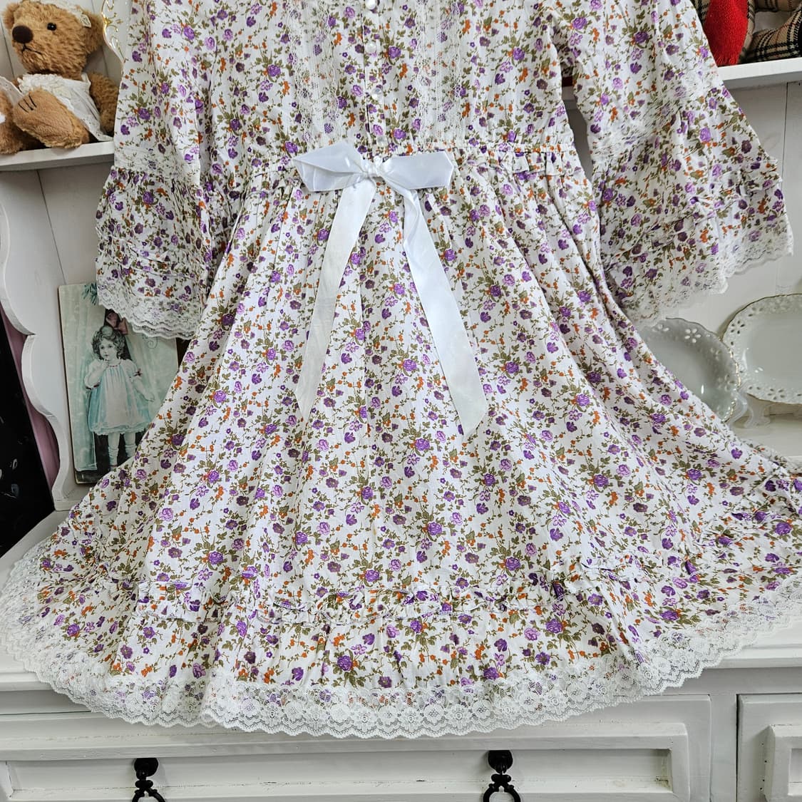 라벤더 플라워 레이스 리본 원피스 상품이미지4