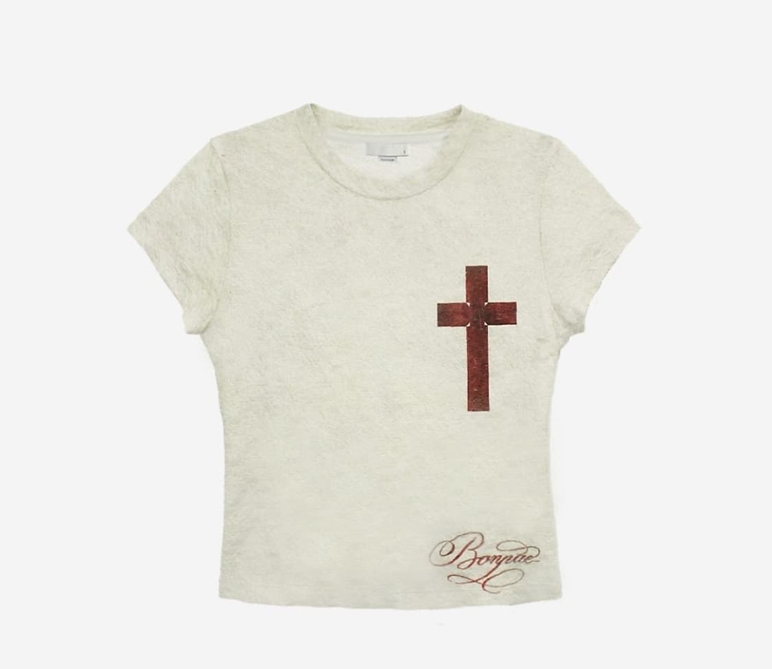 우먼 그래픽 오픈 백 슬릿 탑 아이보리 상품이미지1