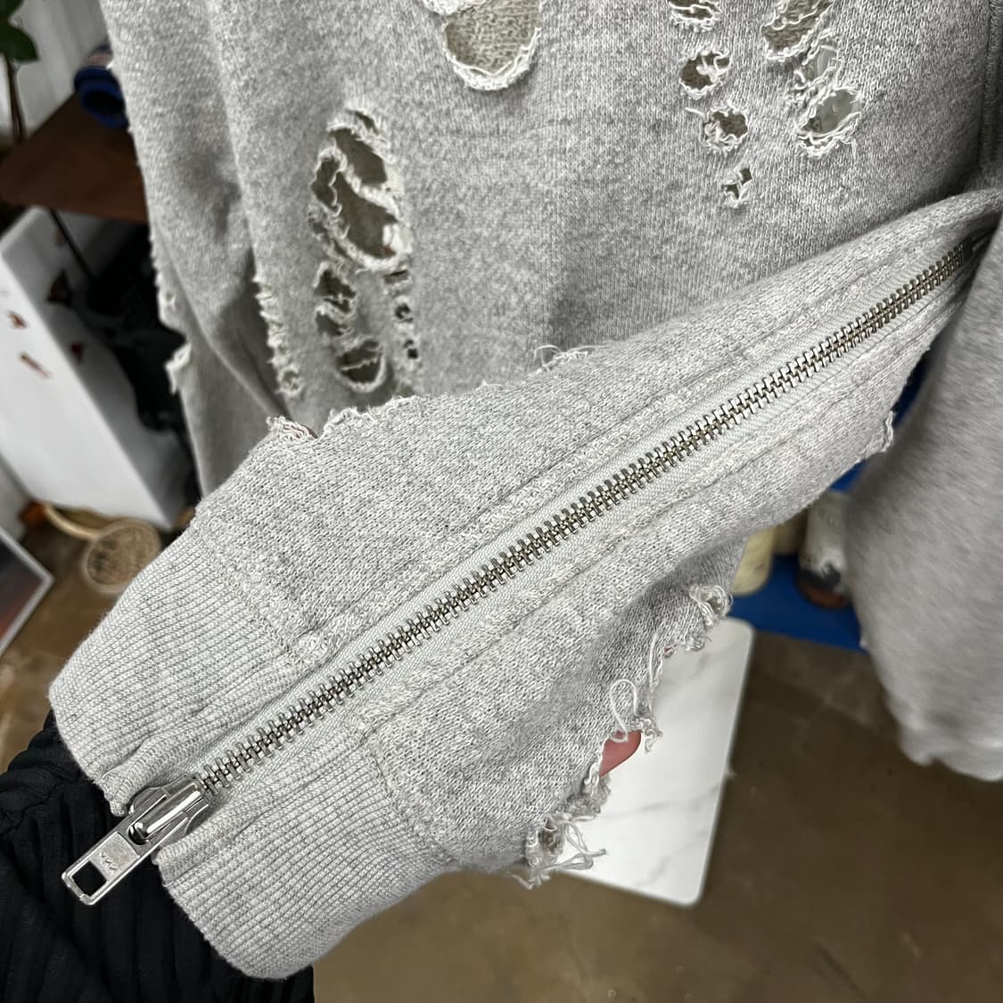 R13 알써틴 디스트레스드 사이드집업 스웻셔츠 XS 상품이미지6