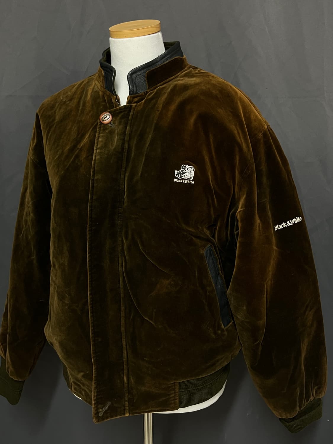 Black&white 브라운 벨벳 누빔 점퍼 상품이미지1