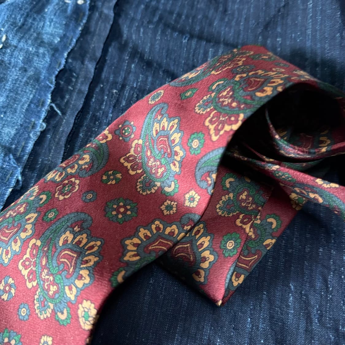 90‘s Aquascutum 페이즐리 패턴 실크타이 상품이미지3