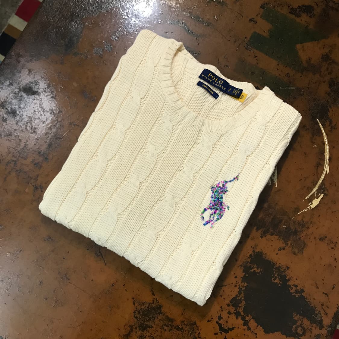 폴로랄프로렌 아이보리 코튼 케이블 니트 여성 44  상품이미지1