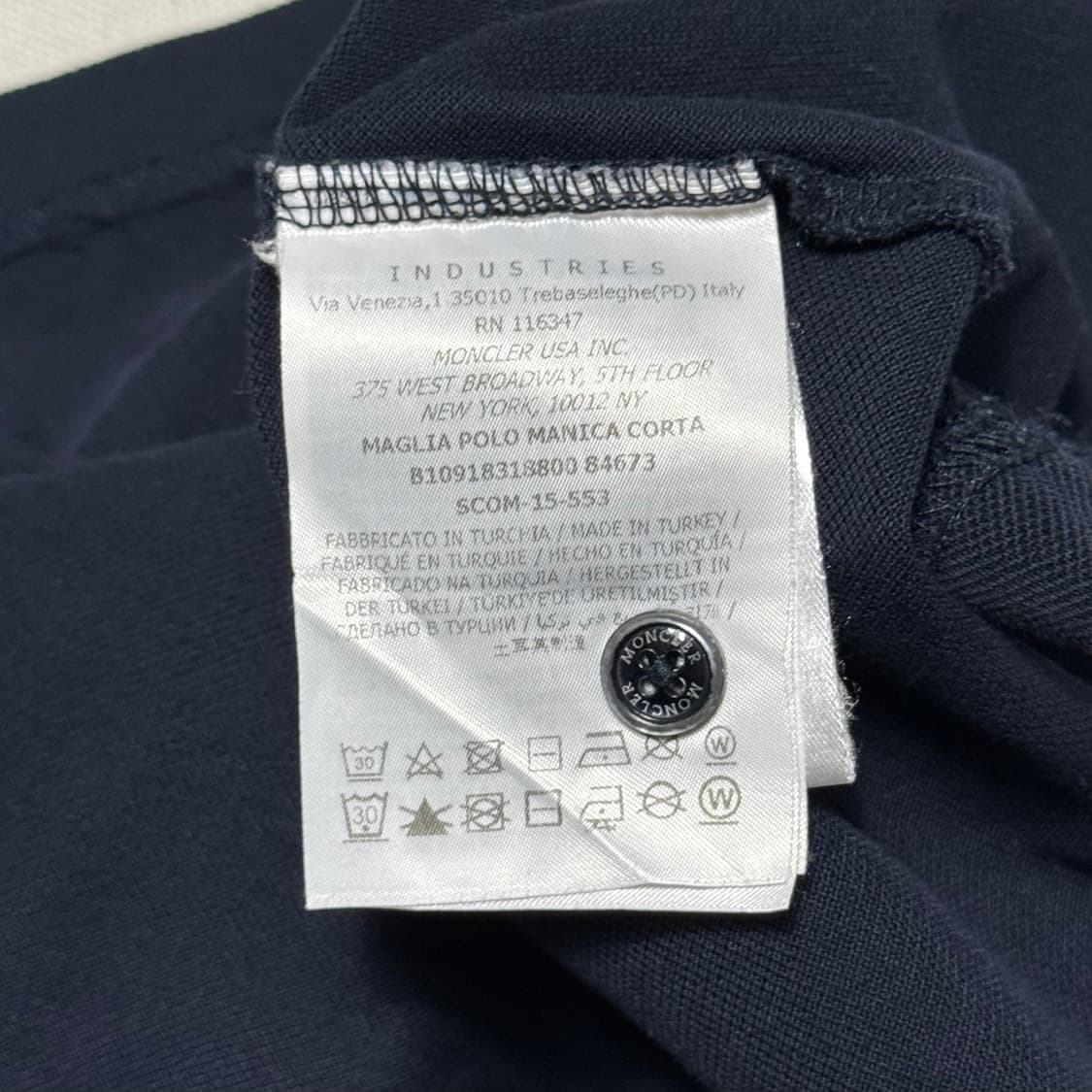 XL 몽클레어 삼색 로고 네이비 카라 반팔티 상품이미지5