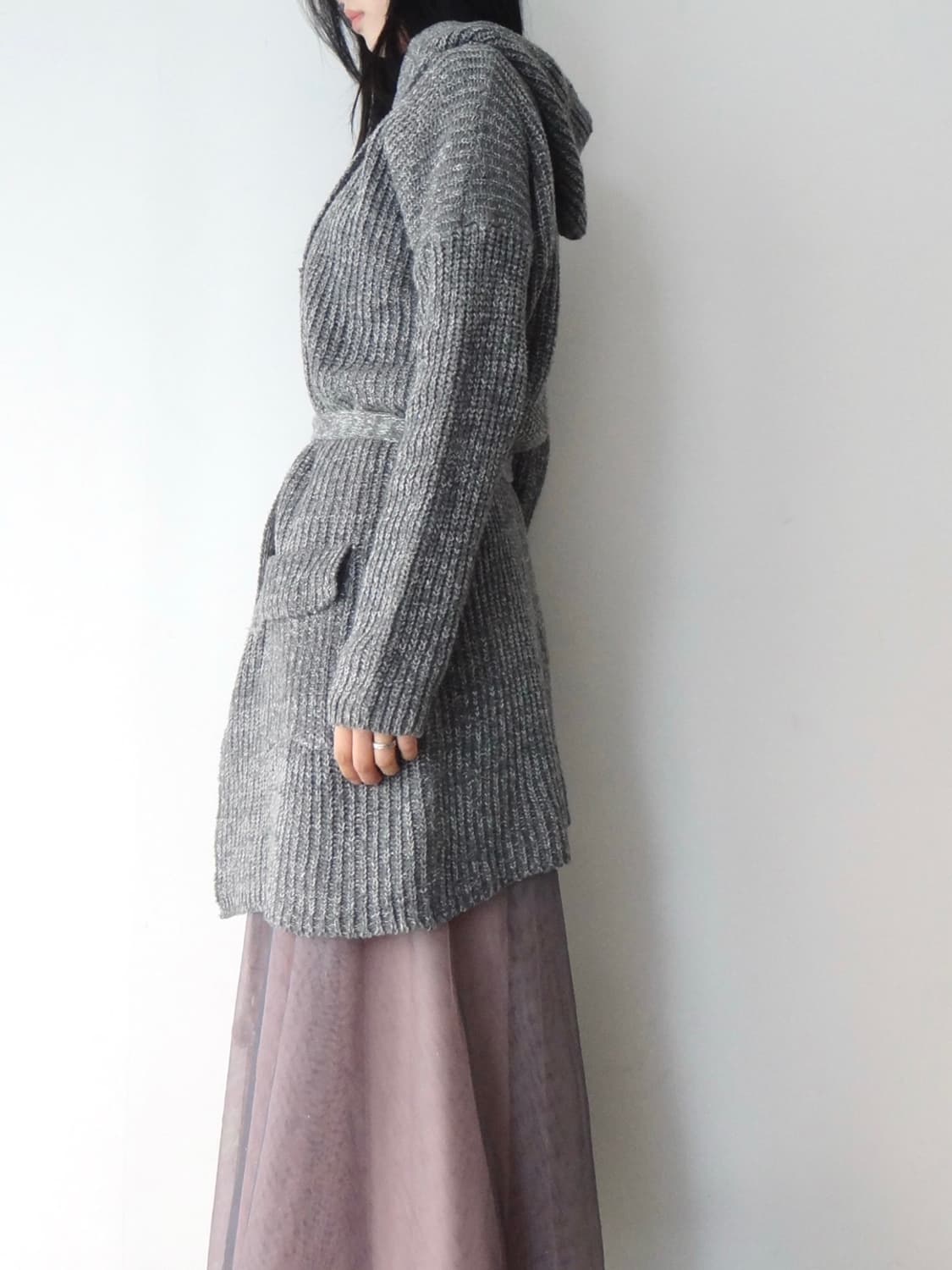 Hoody vertical fairy knit / grey 상품이미지7