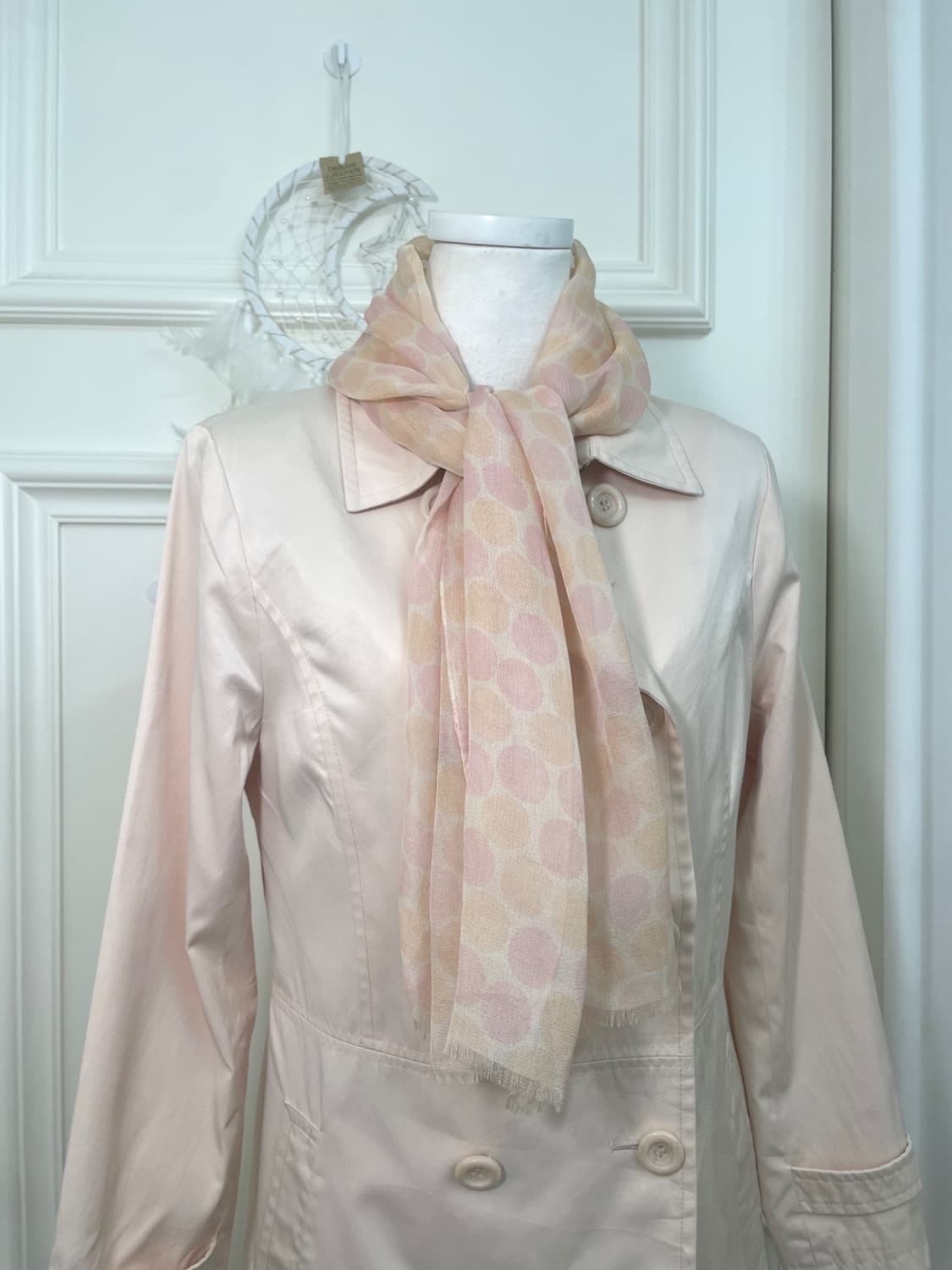 coral pink dot chiffon scarf 상품이미지1