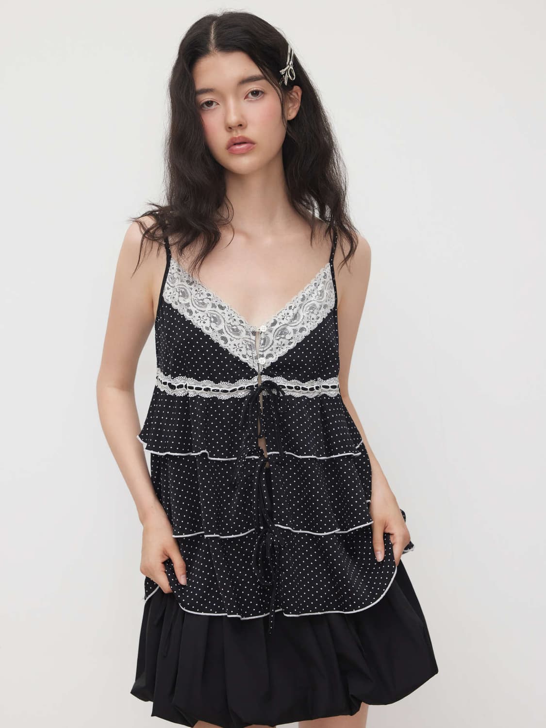 샵사이다 Dot layered lace sleeve 상품이미지2