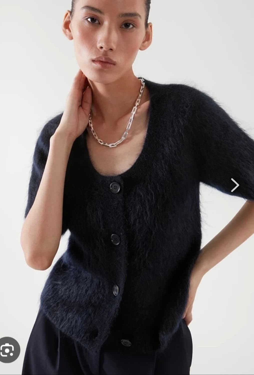 COS 코스 모헤어 반팔 가디건   XS 진네이비 신형 상품이미지1