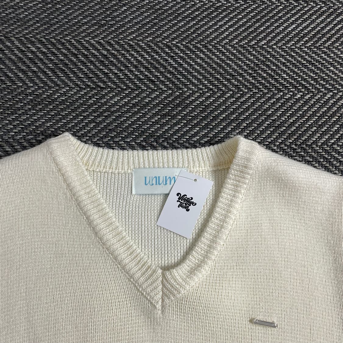 빈티지 우먼스 와플 크롭 니트 베스트 o 3074 상품이미지2