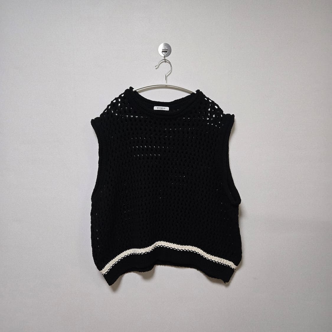 문선 블랙 크로셰 니트 베스트 / 여성 조끼 / 남성 조끼 상품이미지4