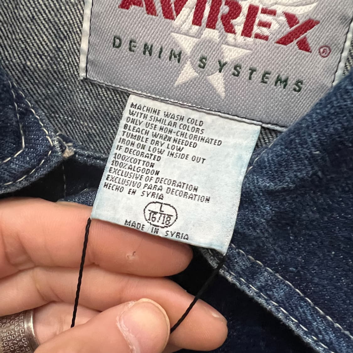 AVIREX 아비렉스 로고 트러커 데님 청자켓 L 상품이미지4