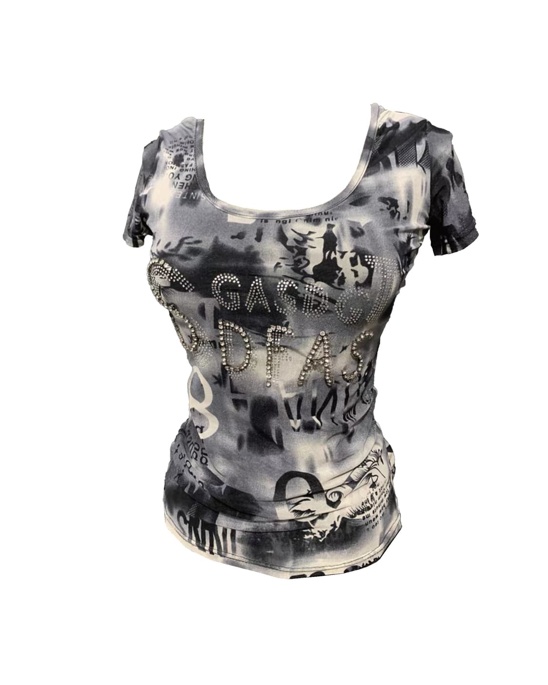 스모크 갸루 스톤 프린트 탑 상품이미지1