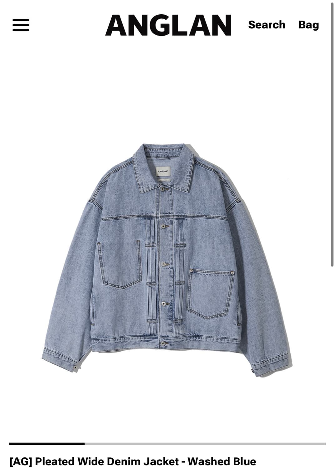 앵글런 청자켓 Pleated Wide Denim Jacket  상품이미지1